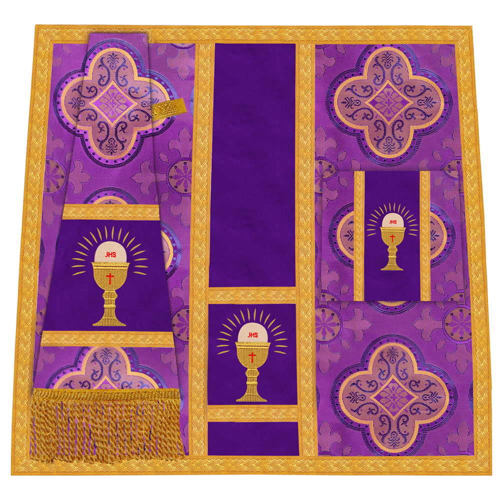 Roman Chasuble Vestment with Spiritual Motif and Ornate Braids