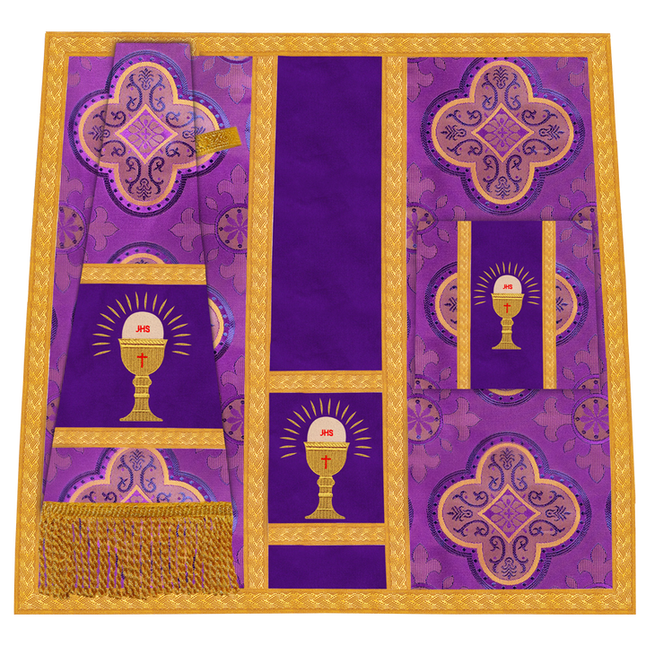 Roman Chasuble Vestment with Spiritual Motif and Ornate Braids