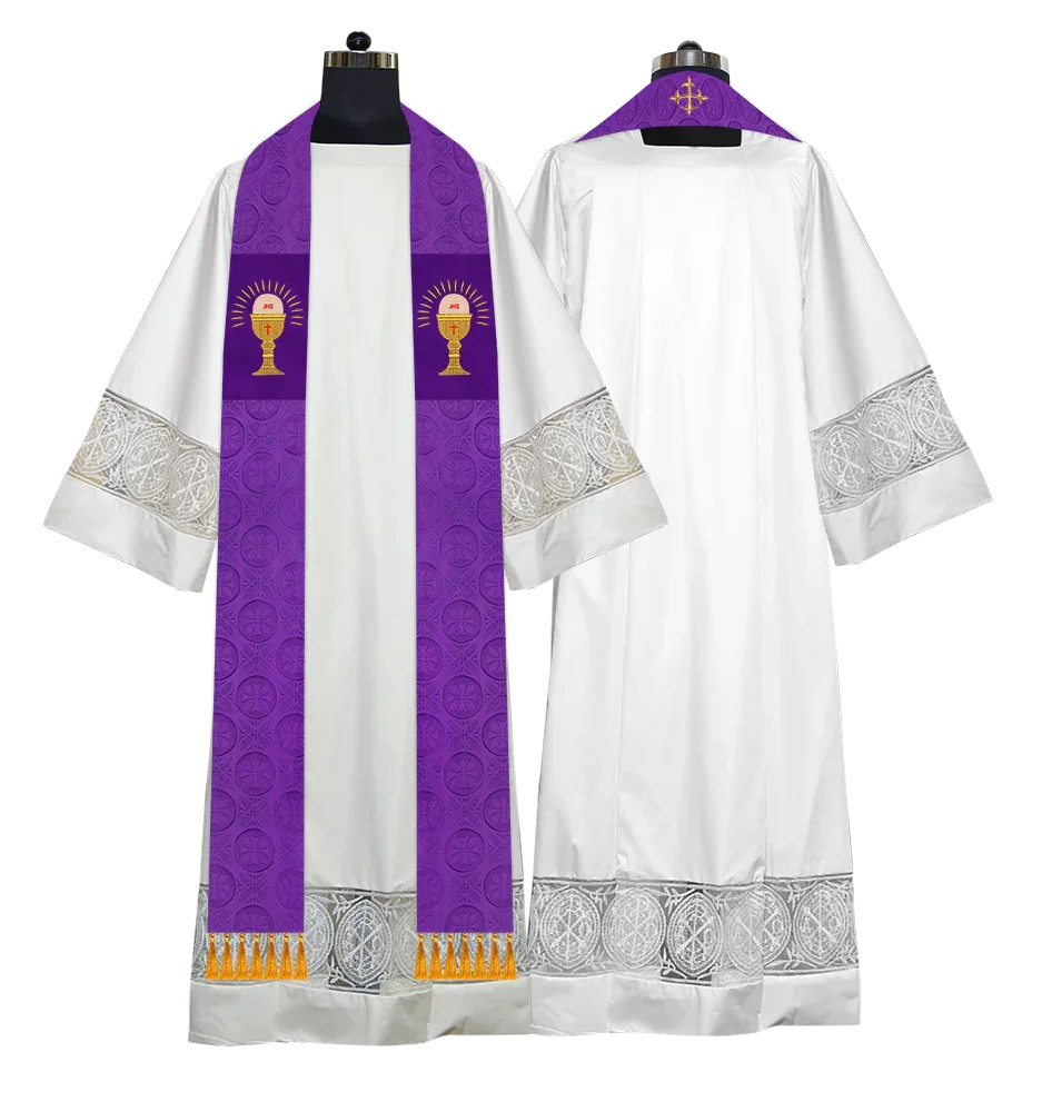 Ordination Stole with Embroidered Spiritual Motif
