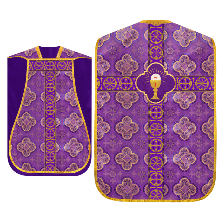 Roman Chasuble Vestment with Spiritual Motif and Ornate Braids