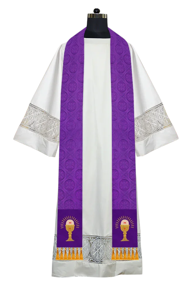 Ordination Stole with Embroidered Spiritual Motif