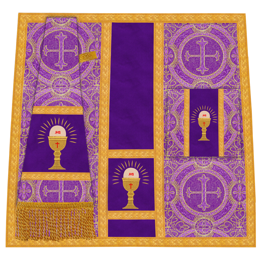 Roman Chasuble Vestment with Spiritual Motif and Ornate Braids