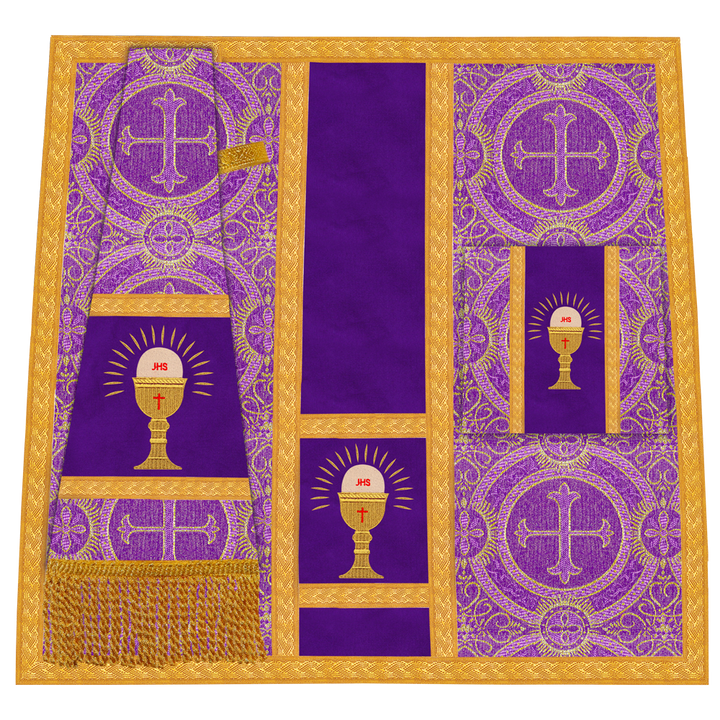 Roman Chasuble Vestment with Spiritual Motif and Ornate Braids