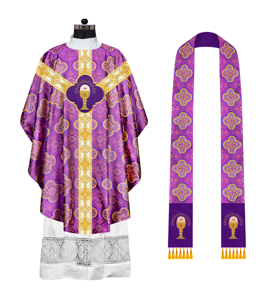 Gothic Chasuble Vestment with Motif and Trims