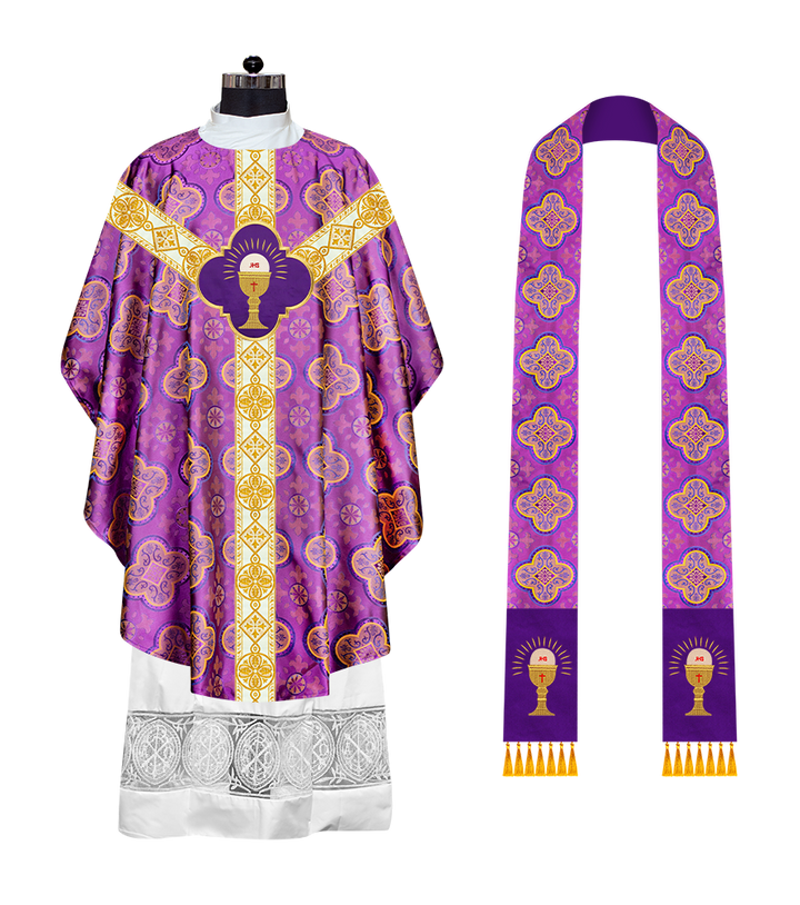 Gothic Chasuble Vestment with Motif and Trims