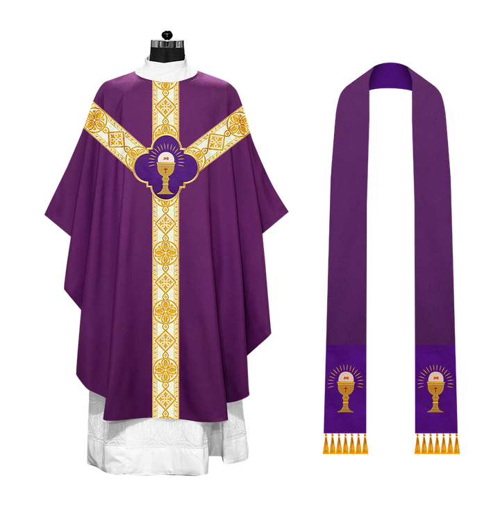 Gothic Chasuble Vestment with Motif and Trims