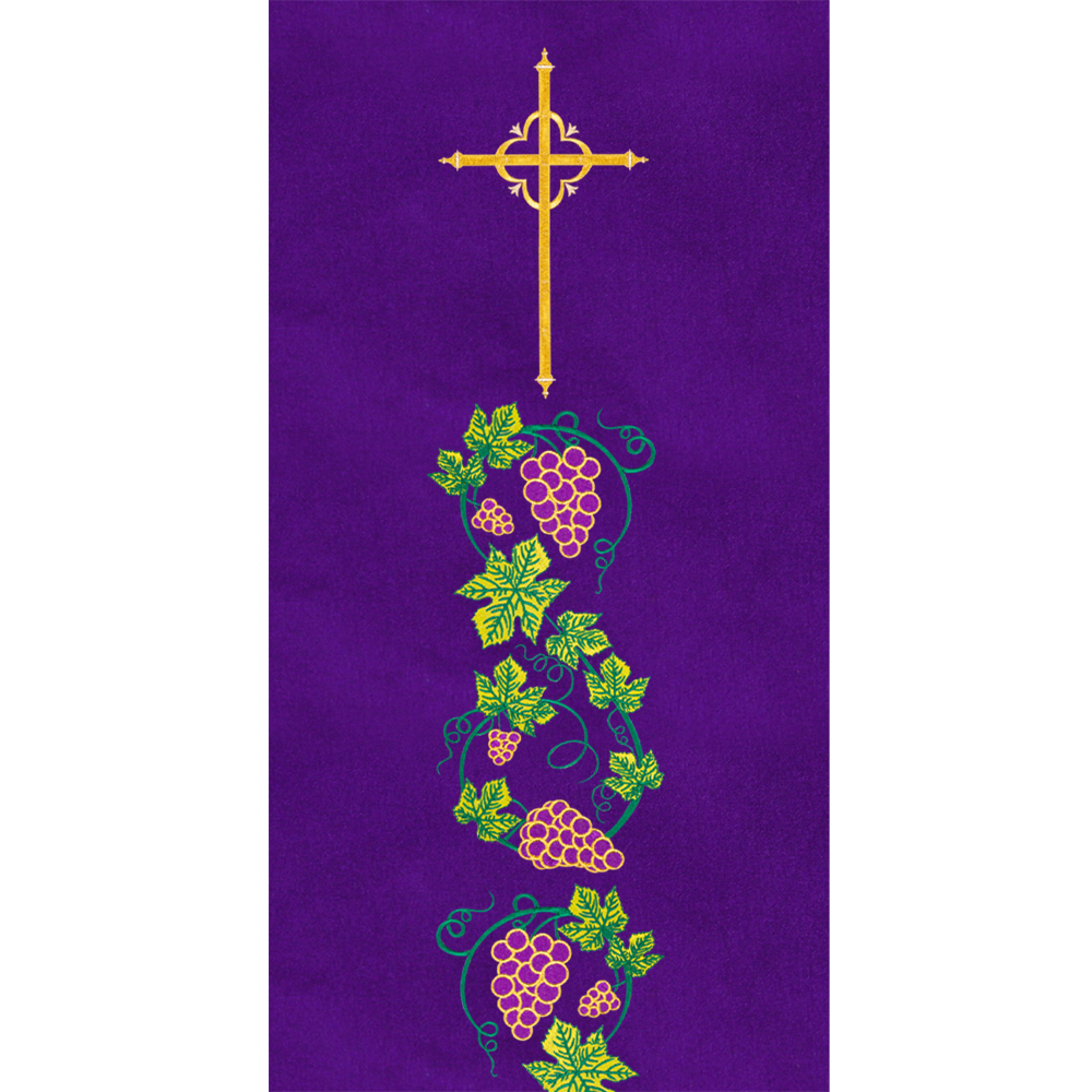 Handmade Ordination Stole with Grapes and Spiritual Cross