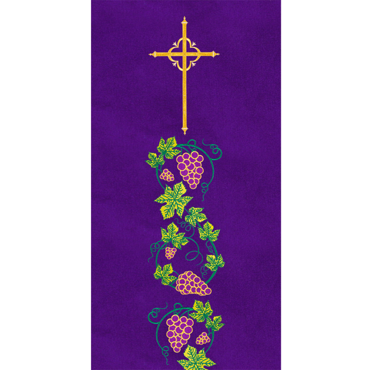 Handmade Ordination Stole with Grapes and Spiritual Cross