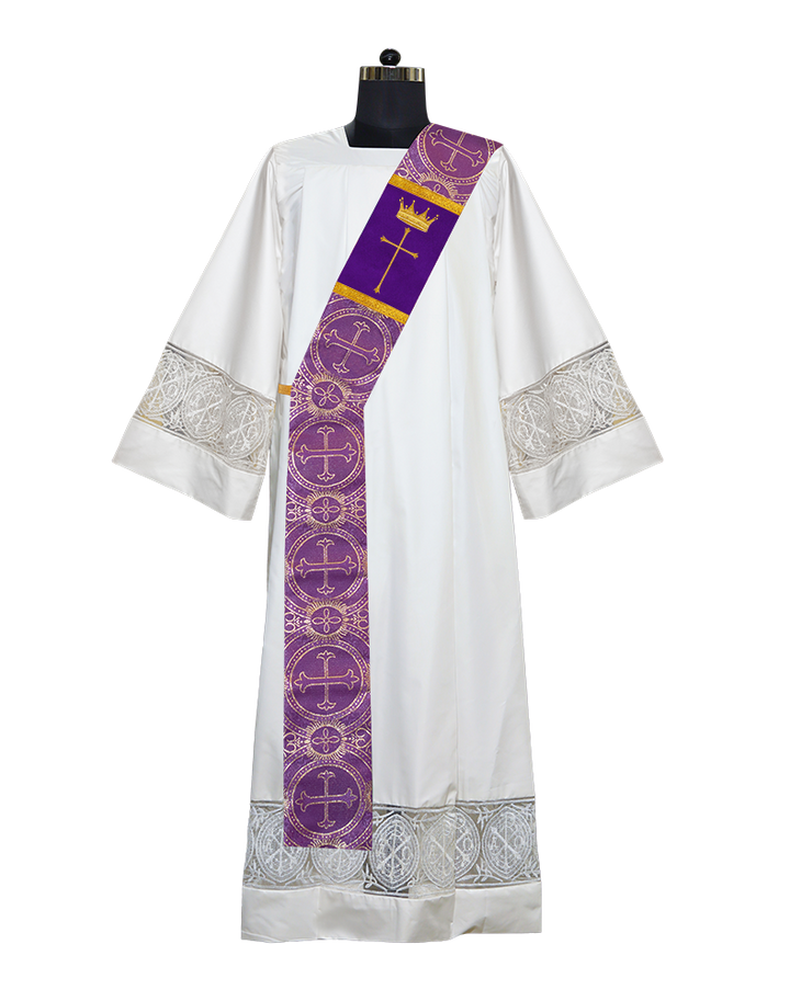 Deacon Stole Decorated with Crown and Cross