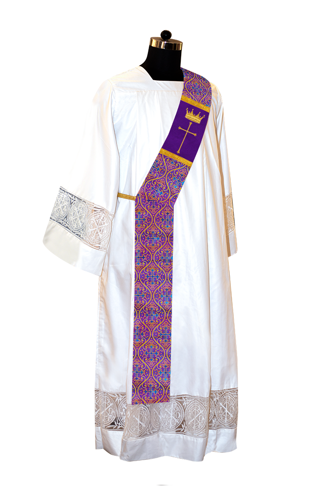 Deacon Stole Decorated with Crown and Cross