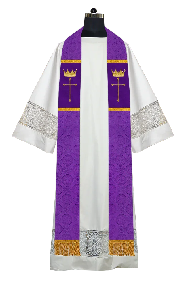 Clergy Stole with Embroidered Liturgical Motif