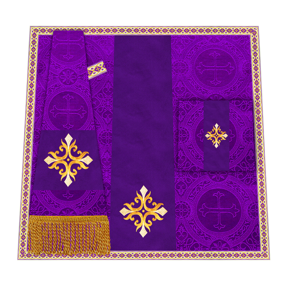 Liturgical Cross Embroidered Mass Set and braided trims