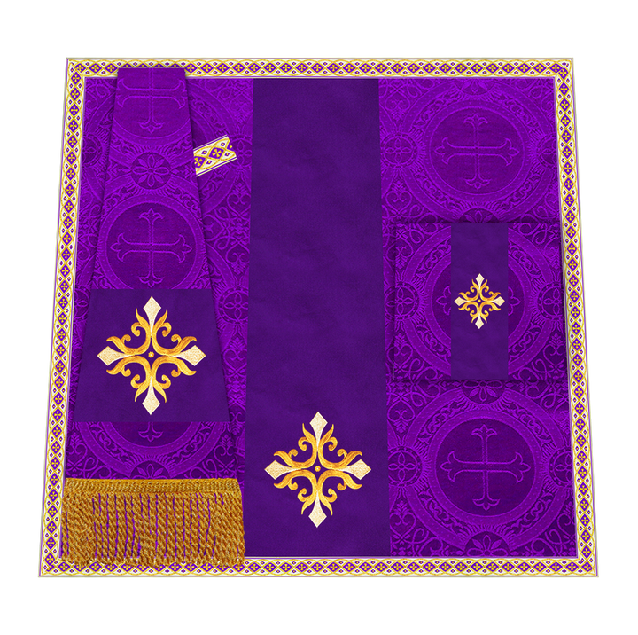 Liturgical Cross Embroidered Mass Set and braided trims