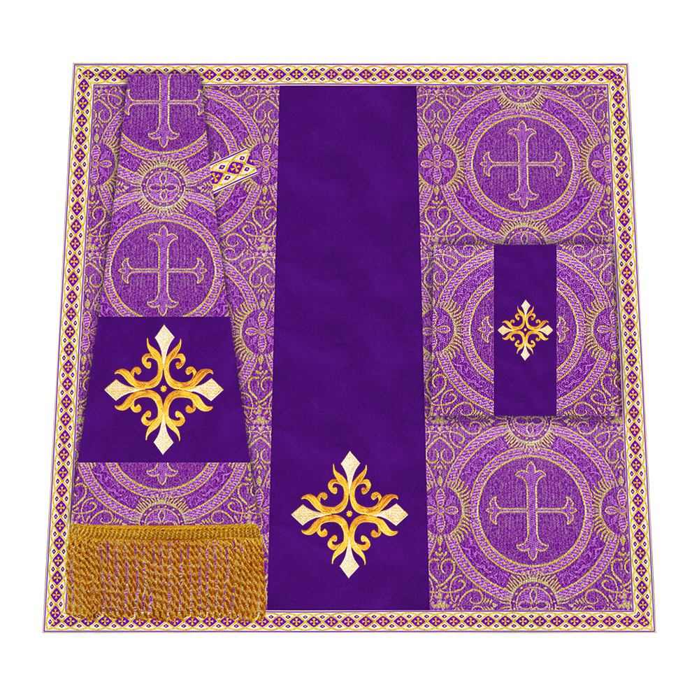 Liturgical Cross Embroidered Mass Set and braided trims