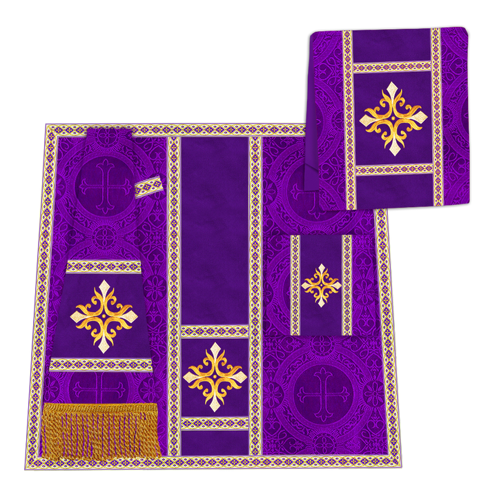 Gothic Chasuble Vestment with Embroidered Cross and Trims