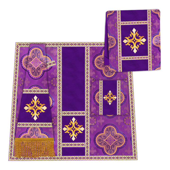 Gothic Chasuble Vestment with Embroidered Cross and Trims