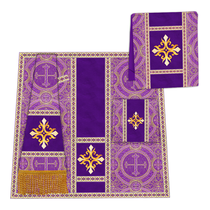 Gothic Chasuble Vestment with Embroidered Cross and Trims