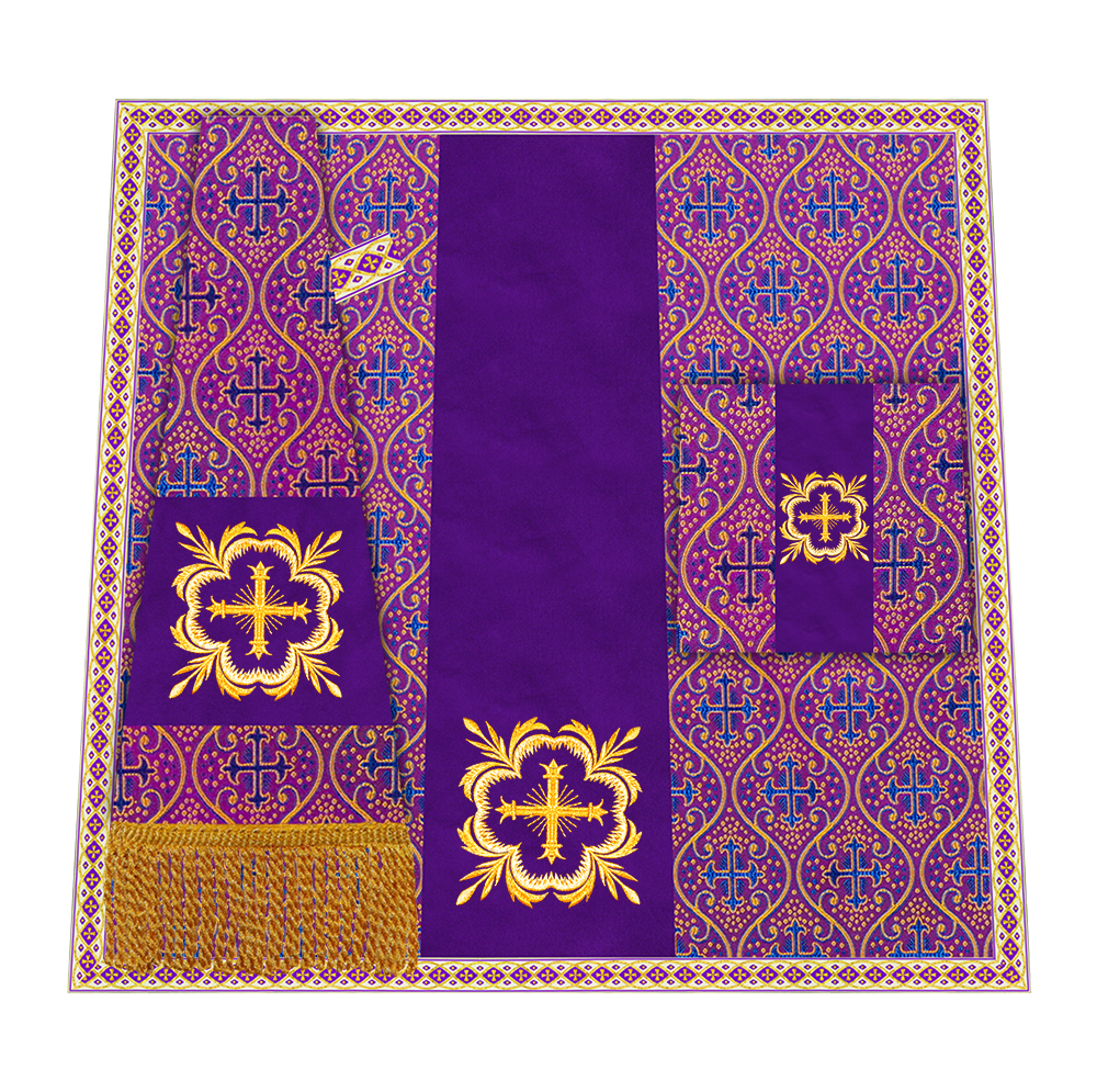 Liturgical Cross Embroidered Mass Set and braided trims