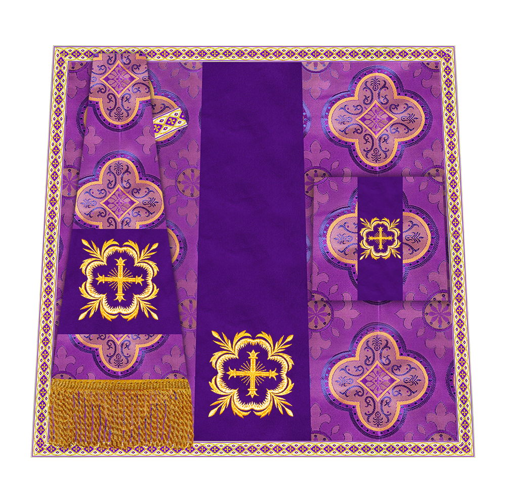 Liturgical Cross Embroidered Mass Set and braided trims