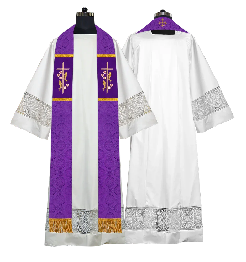 Clergy Stole with Embroidered Liturgical Motif