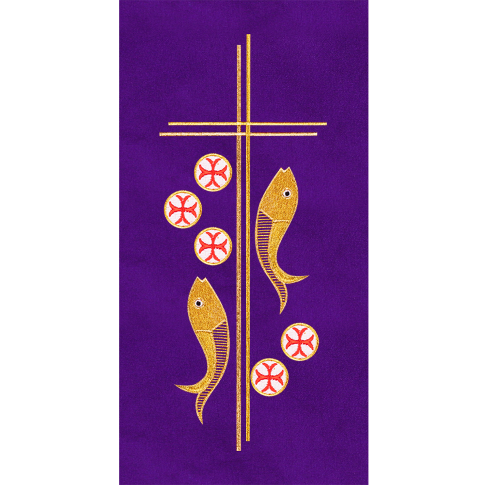 Liturgical Stole with Holy Cross and Fish Embroidery