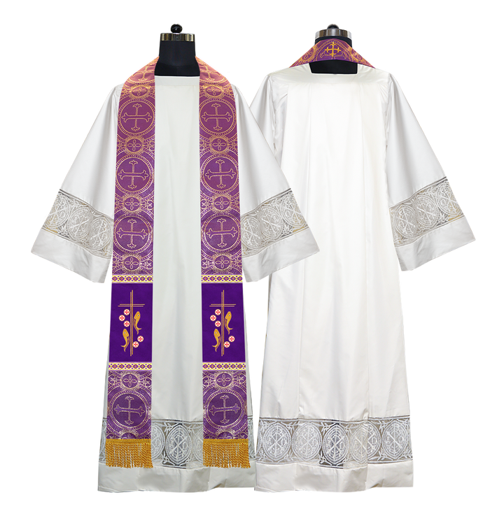 Clergy Stole with Embroidered Fish and Loaves