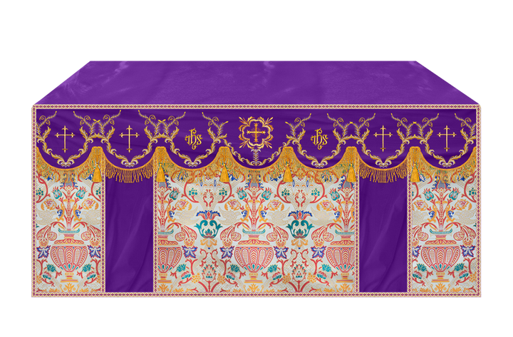 Liturgical Tapestry Altar Cloth with Detailed Embroidered Trims