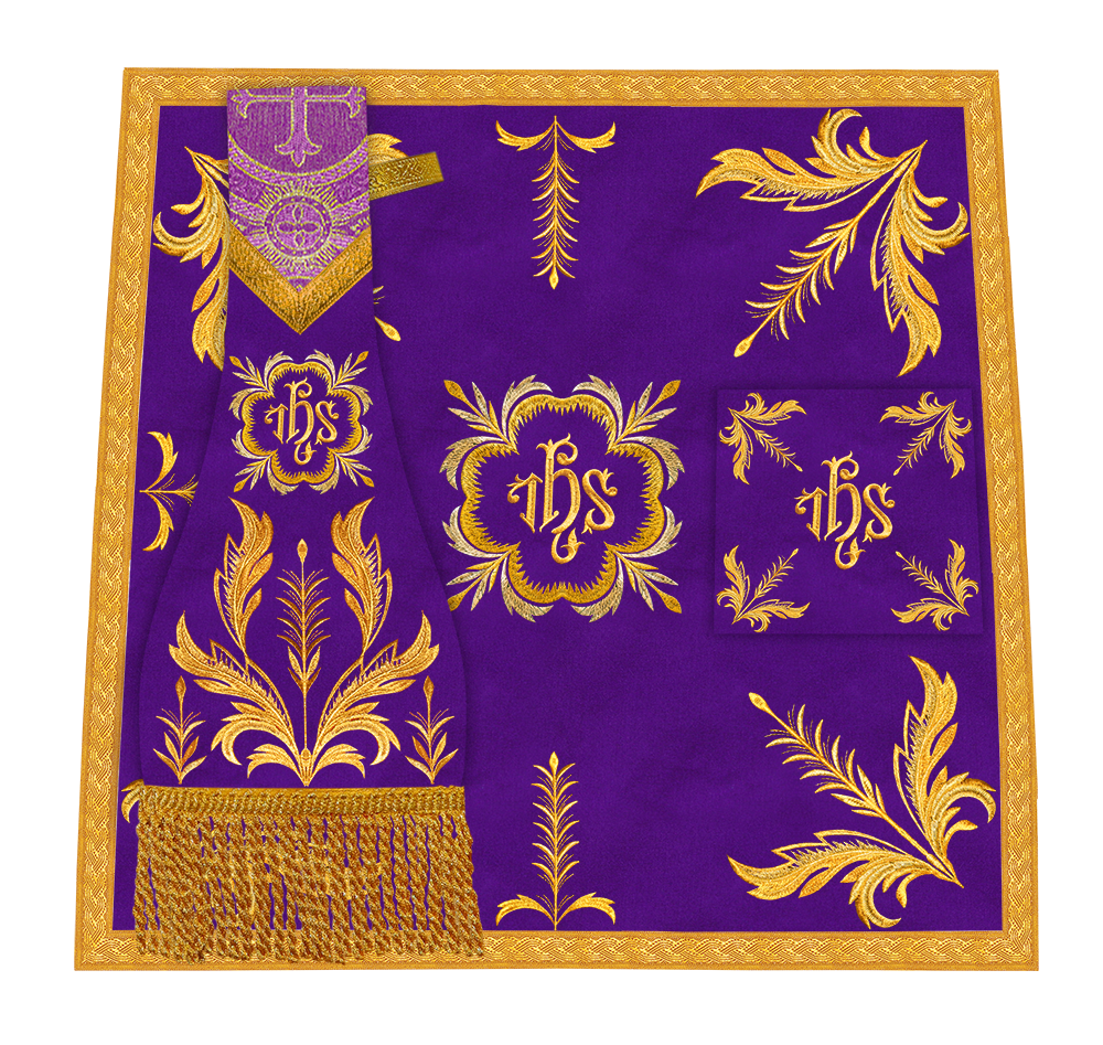 Set of Four Roman Chasuble with liturgical motifs