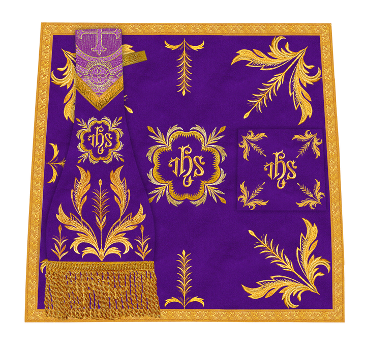 Set of Four Roman Chasuble with liturgical motifs