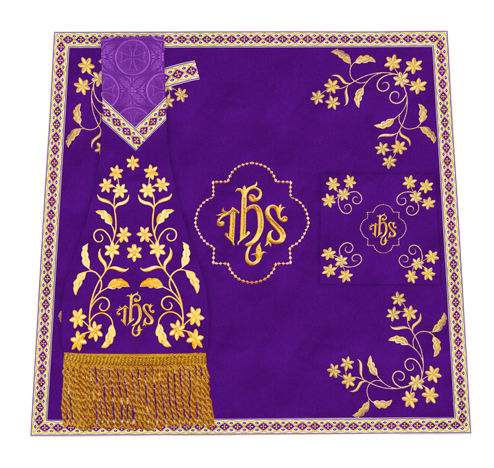 Elegant Embroidered Altar Cloth with Decorative Trim