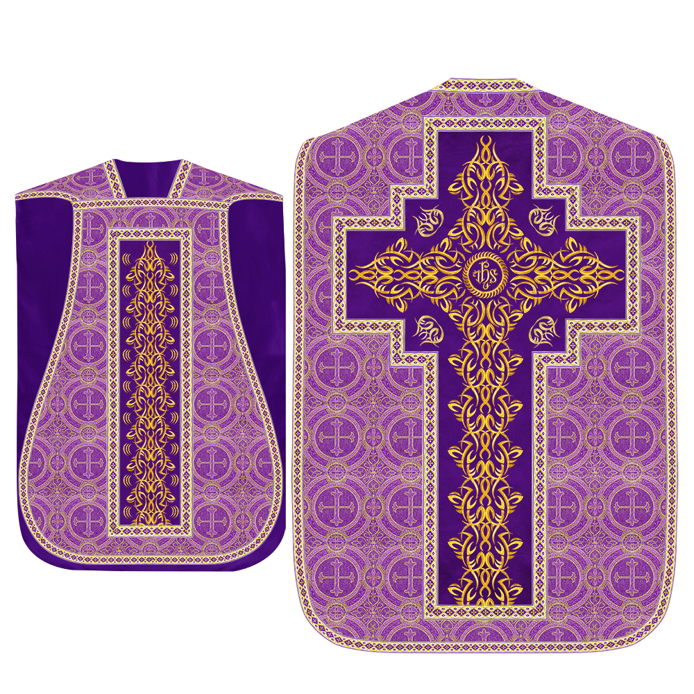 Set of Four Roman Chasuble with Embroidered Trims