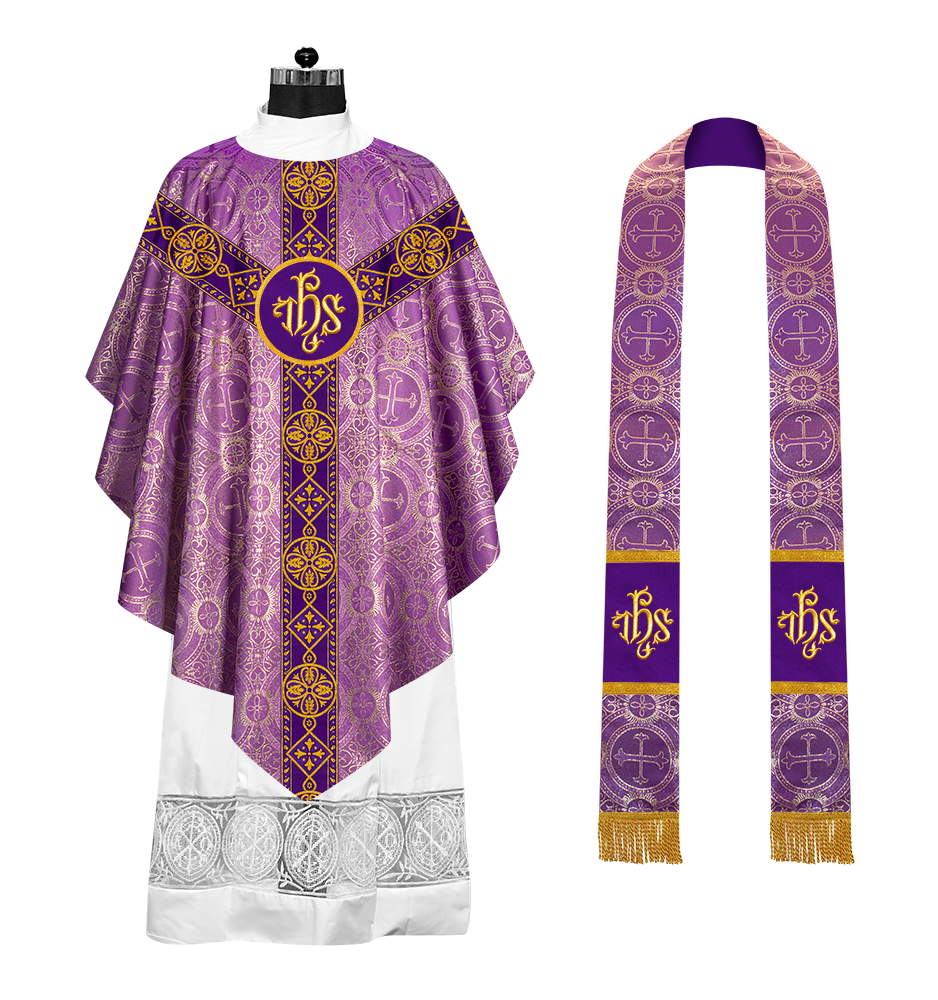 Pugin Style Chasuble with Embroidered Orphrey