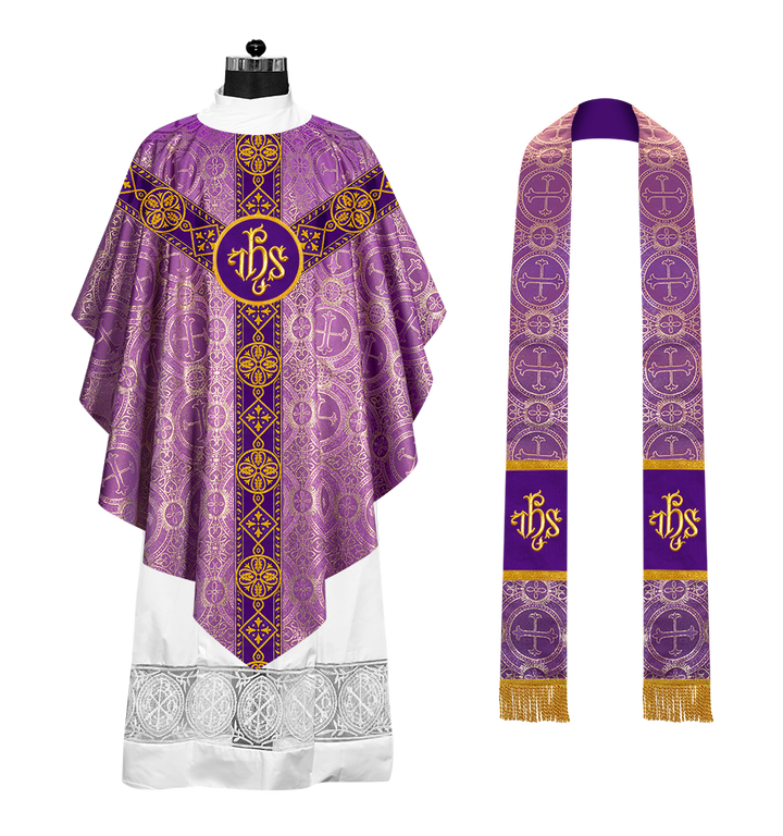 Pugin Style Chasuble with Embroidered Orphrey