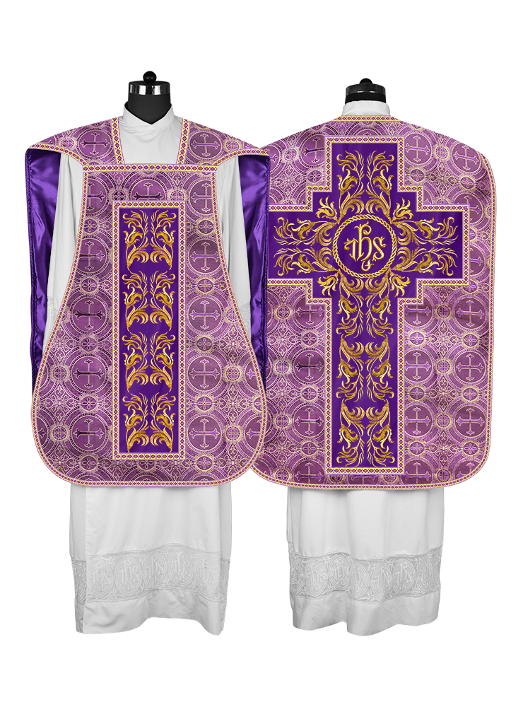 Roman Chasuble Vestment With Woven Braids and Trims