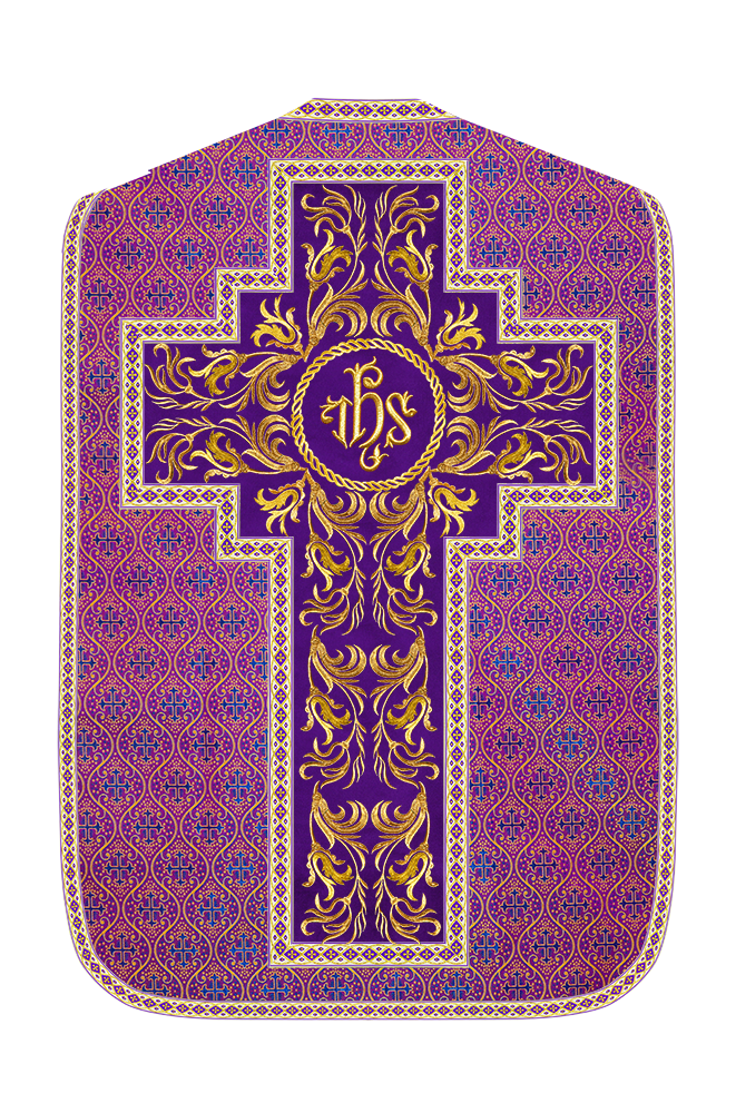 Roman Chasuble Vestment With Woven Braids and Trims