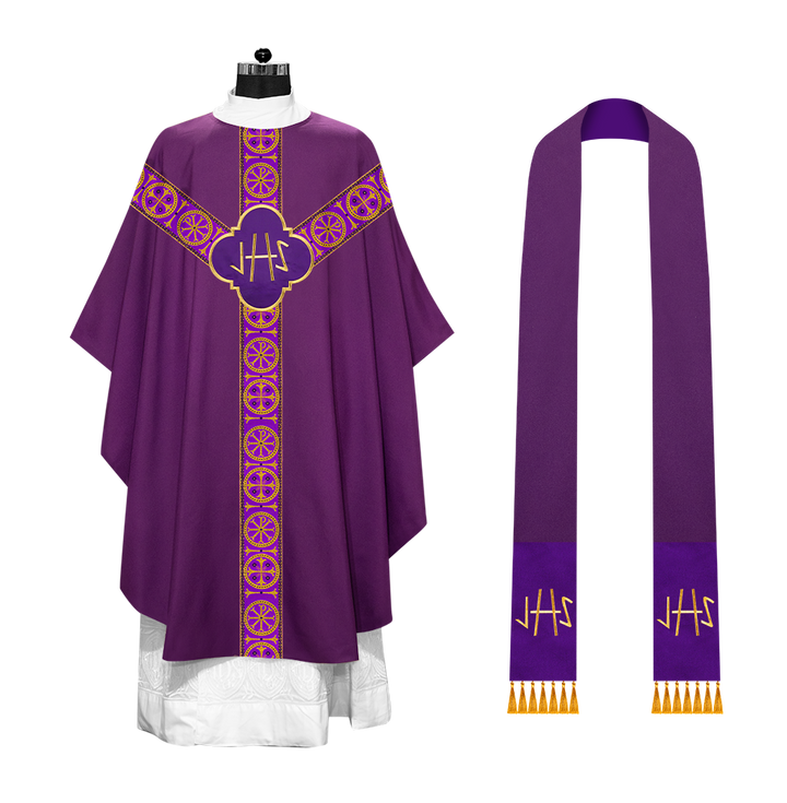 Gothic Chasuble Vestment with Y type braided orphrey