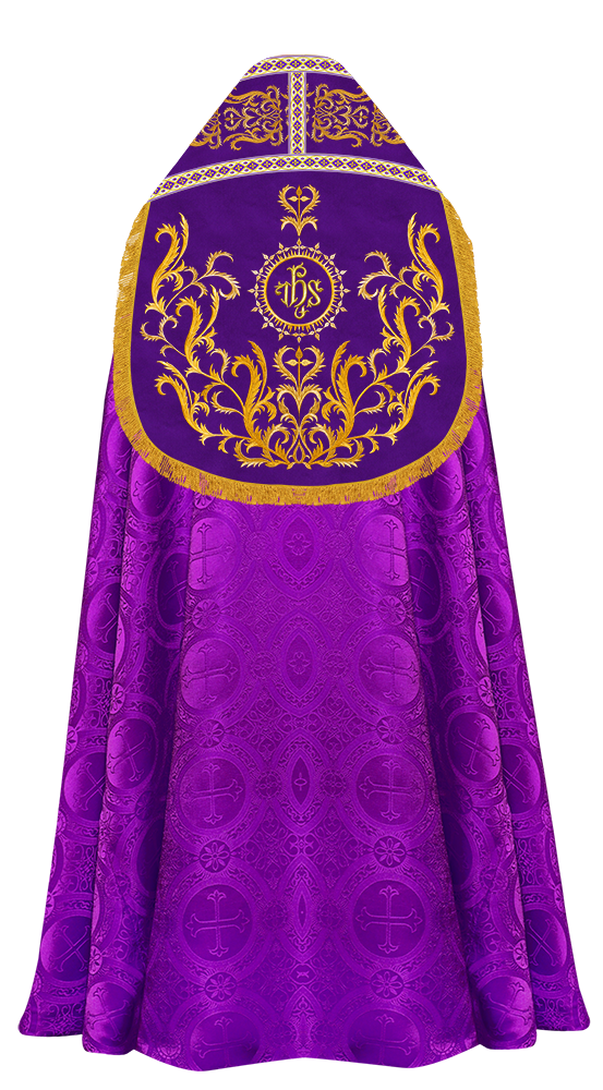 Roman Cope Vestment with Braid Embroidered Orphrey