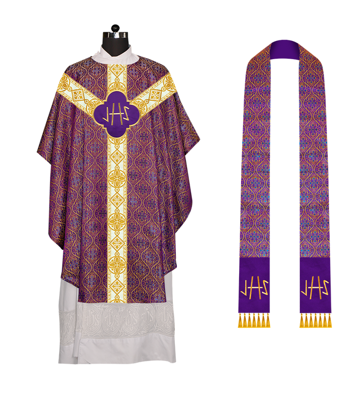 Gothic Chasuble Vestment with Motif and Trims