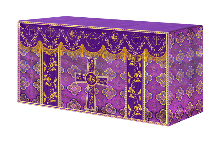 Altar Table Cloth With Floral Embroidery trims