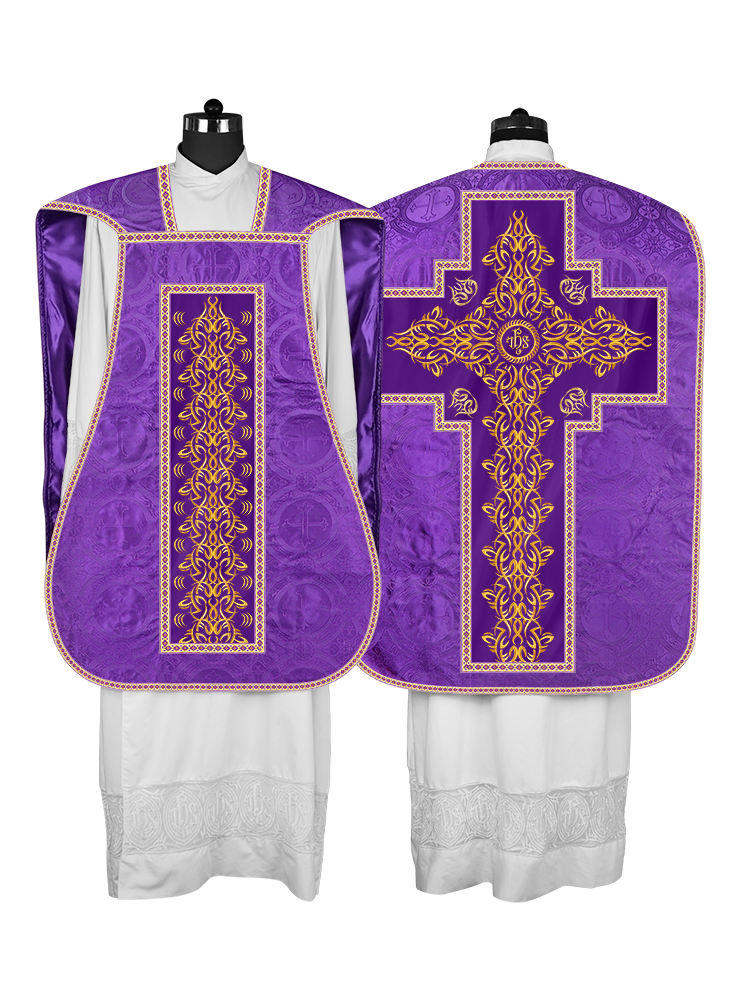 Roman Fiddleback Chasuble With Enhanced Embroidery  & trims