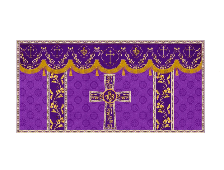Elegant Embroidered Altar Cloth with Decorative Trim