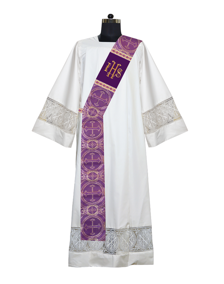 Deacon Stole with IHS Embroidered Spiritual Motifs
