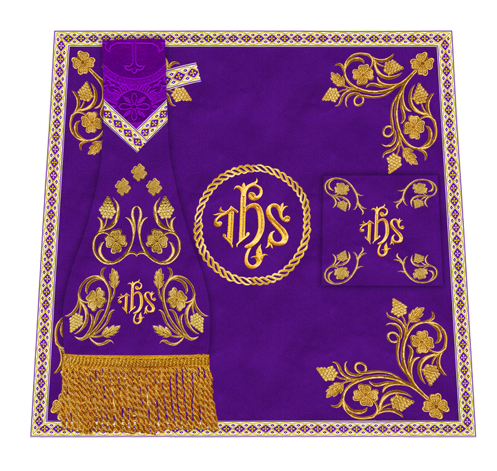 Roman Chasuble Vestment With Grapes Embroidery and Trims