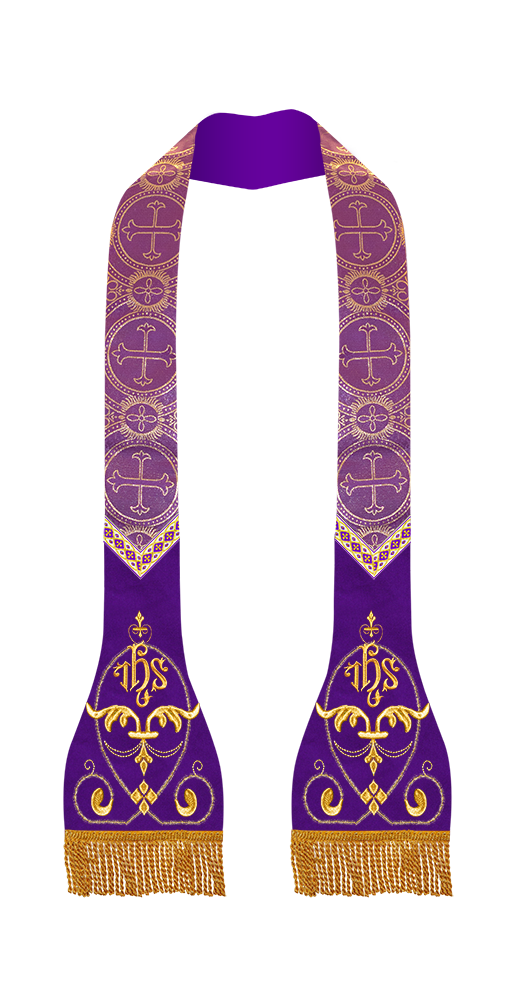 Set of Four Catholic Stole with Embroidered Trims