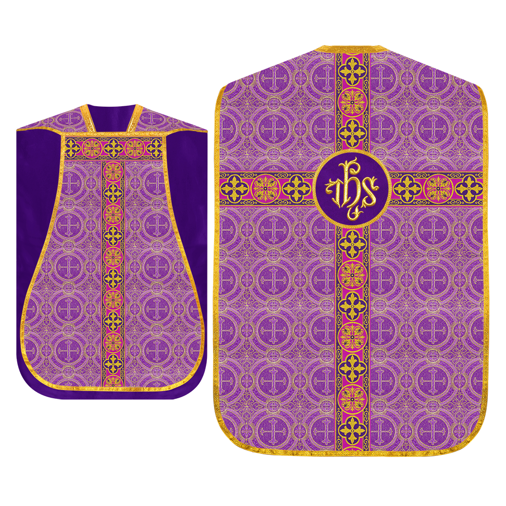 Roman Fiddleback Vestment with Motifs and Braided Trims