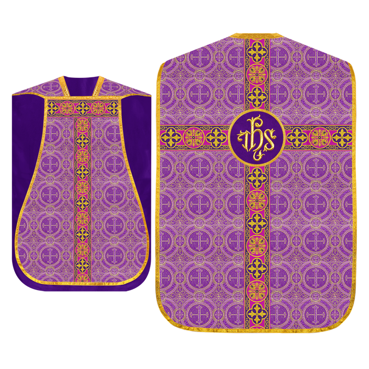 Roman Fiddleback Vestment with Motifs and Braided Trims