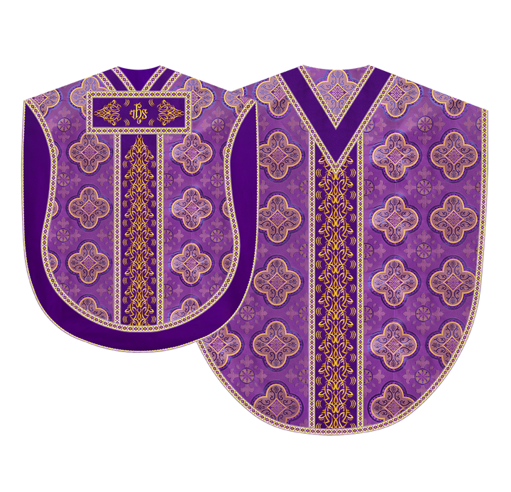 Borromean Chasuble Vestment With Braided Orphrey and Trims