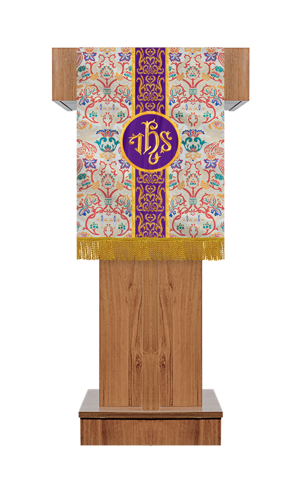 Embroidered Tapestry Pulpit/Lectern with intricate Trim