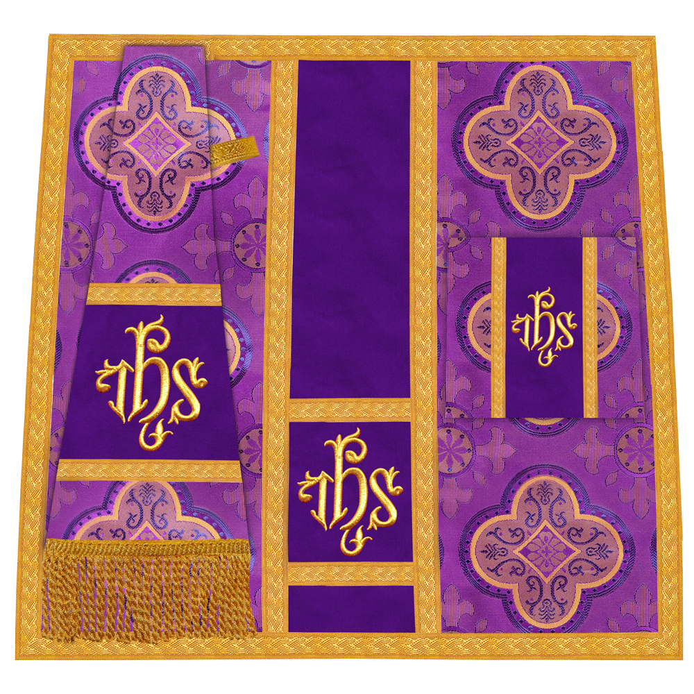 Fiddleback Vestment with Motif and woven Braided Trims