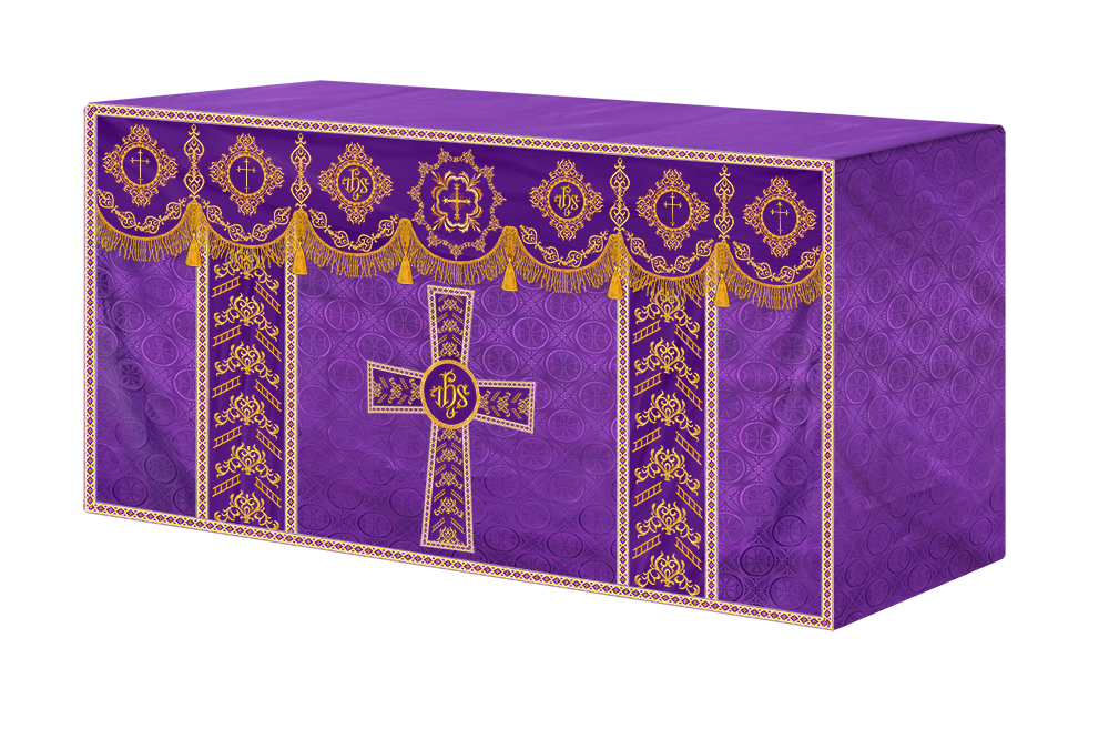Elegant Altar Cloth with Intricate Orphrey Embroidery & Motif